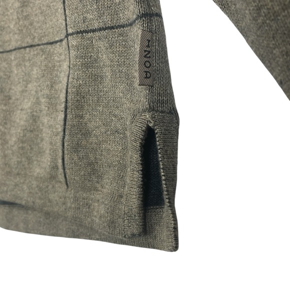 IZOD Men's Large Gray Grid-Knit Polo Sweater 100% Cotton Casual Pullover - Picture 7 of 7